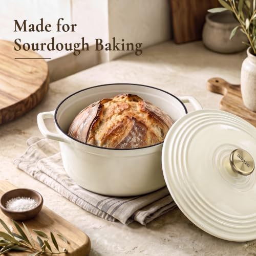 Overmont Enameled Cast Iron Dutch Oven