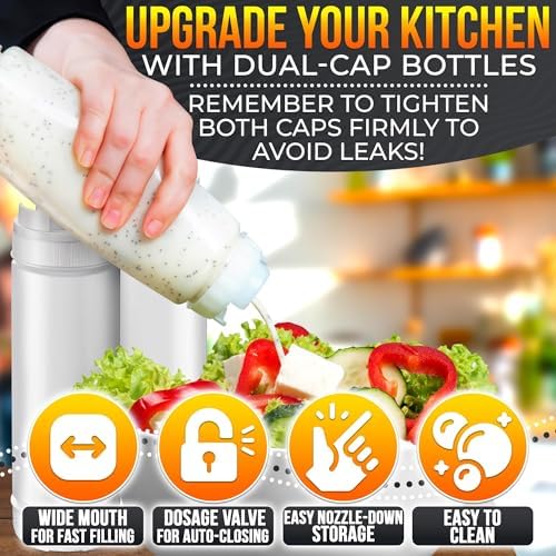 3 Pack 16 oz Inverted Condiment Squeeze Bottles for Sauces, Squirt Bottles