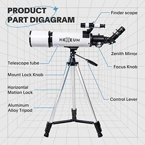 Telescope for Adults, 80mm/600mm AZ Refractor for Beginners