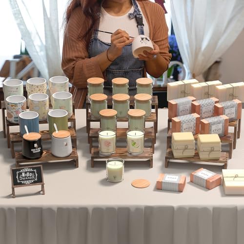 2 Set Wooden Tiered Risers Display Stands for Vendor Events