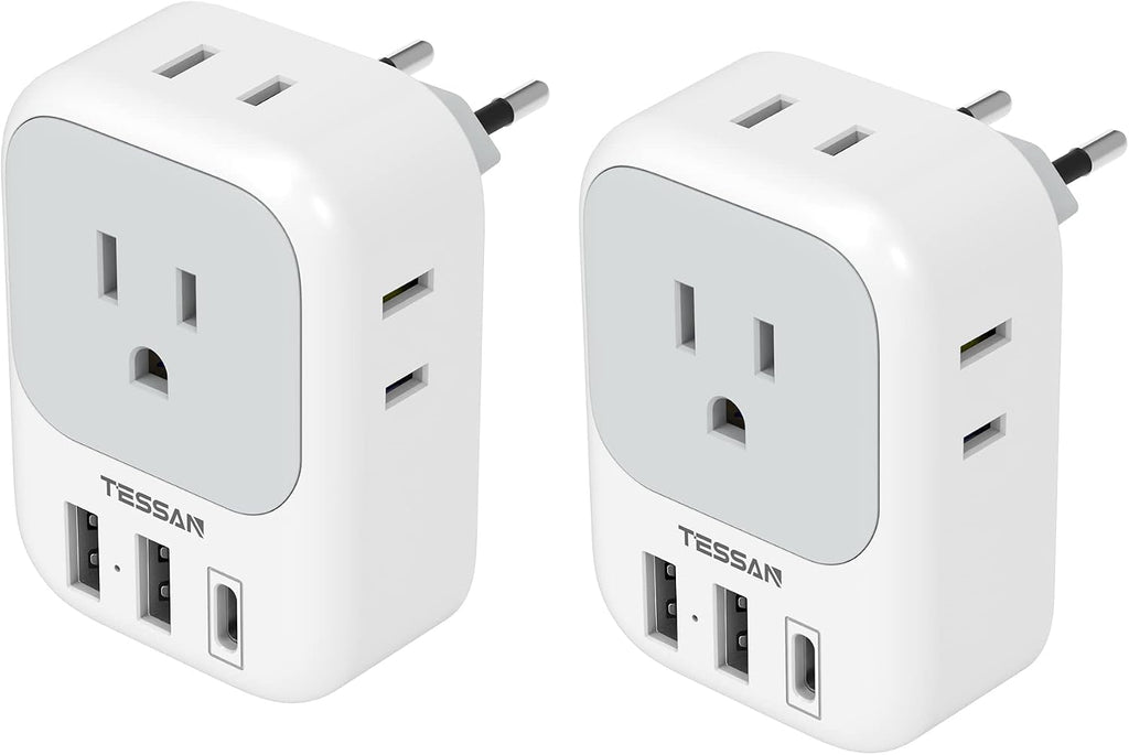 TESSAN European Travel Plug Adapter 2 Pack, Type C Plug