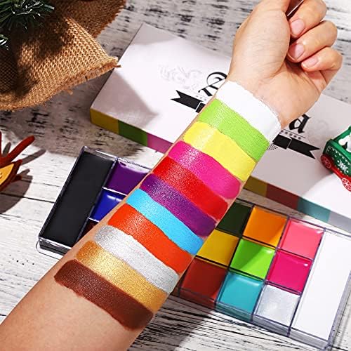 UCANBE Athena Face Body Paint Oil Palette + Translucent Setting Powder + 10PCS Brushes