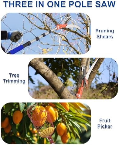 26FT Reach Pole Saw, Telescoping Tree Trimmer with 5-20FT Extension Pole