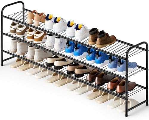 3-Tier Long Shoe Rack for Closet Metal Shoe Organizer for Entryway