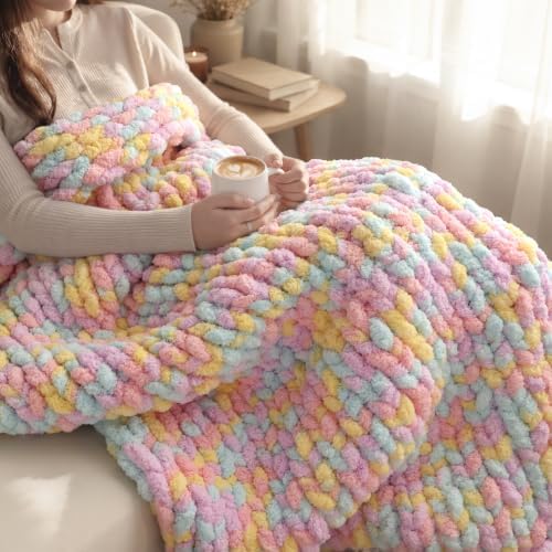 Jumbo Chunky Yarn for Hand Knitting - Chunky Chenille Yarn for Crocheting Blankets