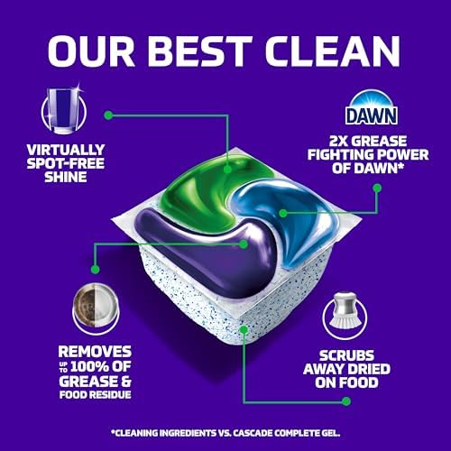 Cascade Platinum Plus Dishwasher Pods, Dish Detergent Soap, Clean Scent, 62 Count