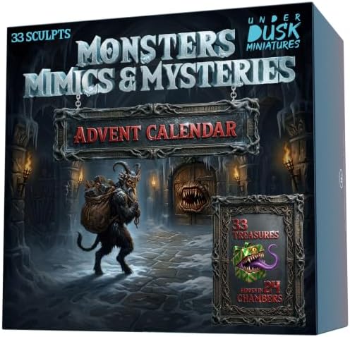 D&D Miniatures Advent Calendar with DND Mimics and Monsters Minature 28mm