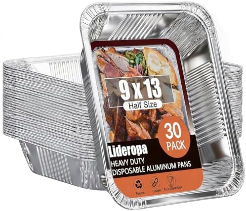 30 Pack 9x13 Aluminum Pans, Disposable Half Size Foil Pans