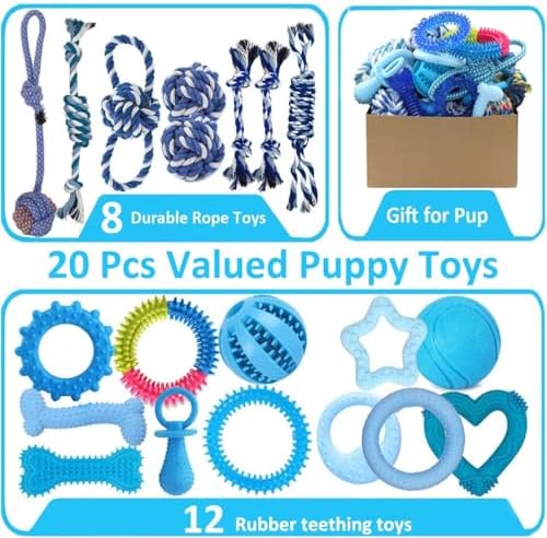 Beiker 20 Pack Puppy Chew Toys, Dog Teething Toys for Puppies Small Dogs