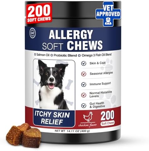 Dog Allergy Chews 200 Treats, Dog Allergy and Itching Skin Relief Bites Immune Support