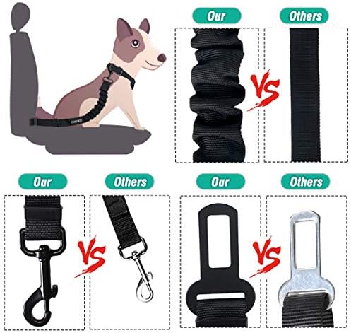 COOYOO Dog Seat Belt, Durability Retractable Dog Car Harness Adjustable Dog Seat Belt for