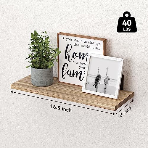Floating Shelves Set of 6 for Wall Decor & Storage, Rustic Brown