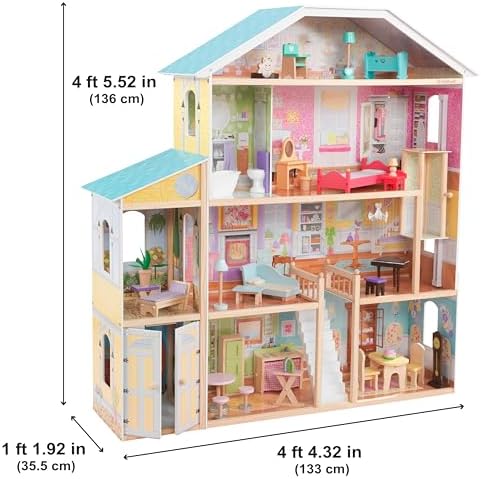 KidKraft Majestic Mansion Wooden Dollhouse with 34 Pieces, Working Elevator