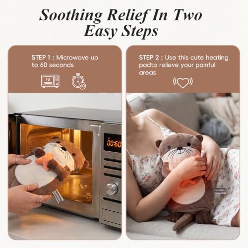 Sea Otter Stuffed Animals Microwavable Heating Pads for Pain Relief, 18"x8"