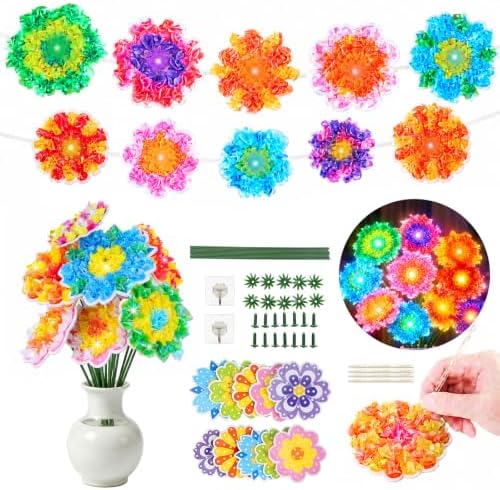 Fennoral 10 Pack Flower Poke in Craft Kits for Kids with LED Lights Make You Own DIY