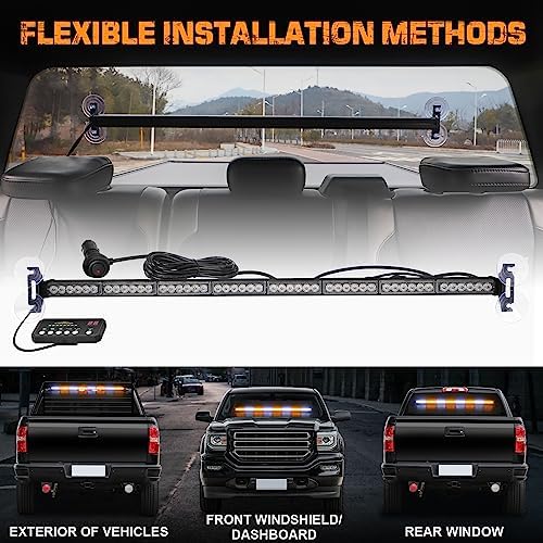 35 inch Strobe Light Bar, 48 LED Amber White Windshield Lights