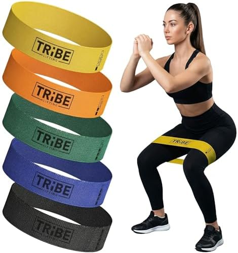 Fabric Resistance Bands for Working Out, 5-Band Set for Legs and Glutes