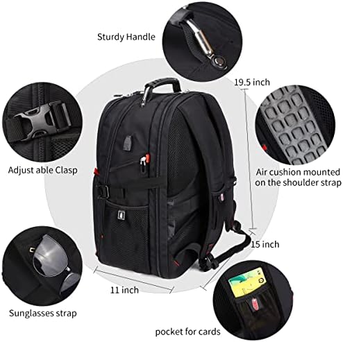 SHRRADOO Extra Large Travel Laptop Backpack for Men, Work College Backpacks