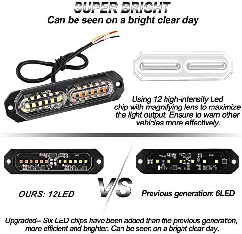 ASPL 8pcs Ultra Slim 12-LED Surface Mount Flashing Strobe Lights