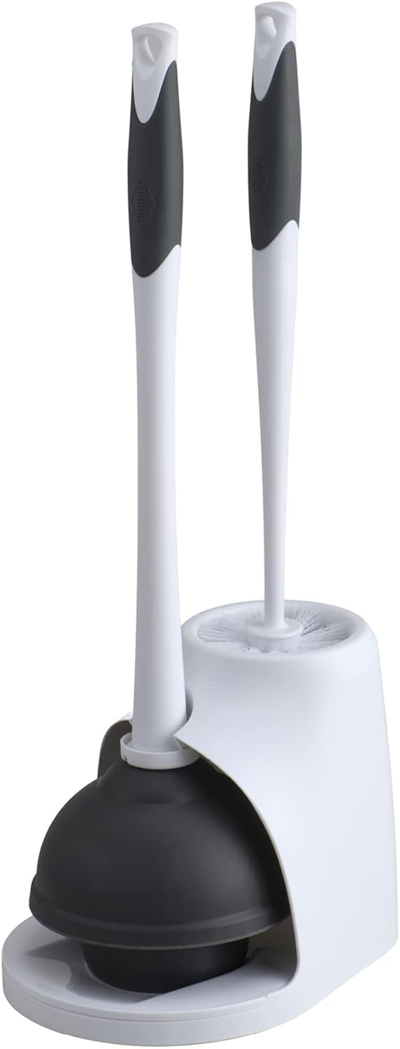 Clorox Toilet Plunger and Bowl Brush Combo with Caddy, 6.75 x 7 x 19.5