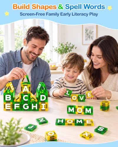 56pcs Mini Magnetic Tiles Letters Alphabet Learning Travel Toy for Kids 3-8