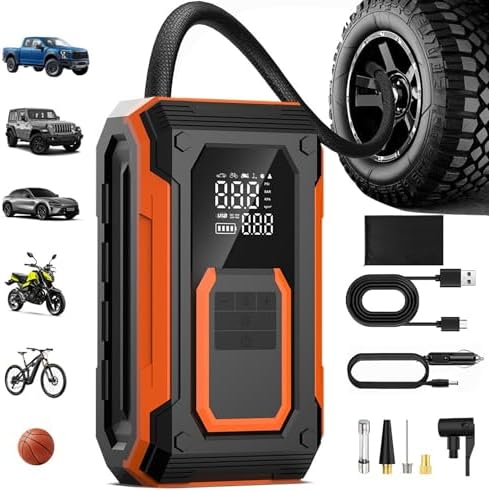 Cordless Tire Inflator Portable Air Compressor with Gauge for Car Tires