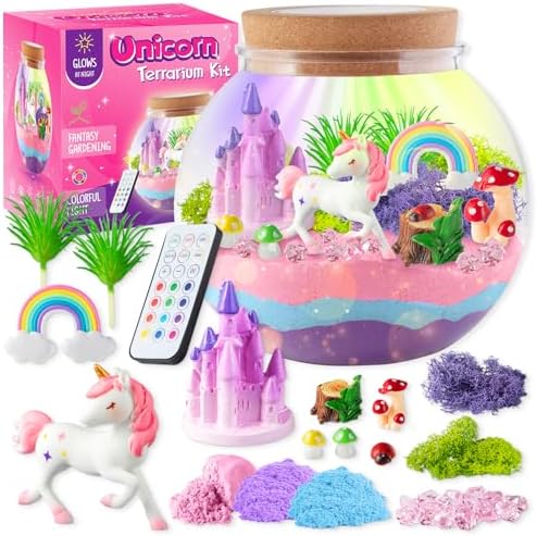 JOYEEMAX Unicorn Light-Up Terrarium Kit for Kids