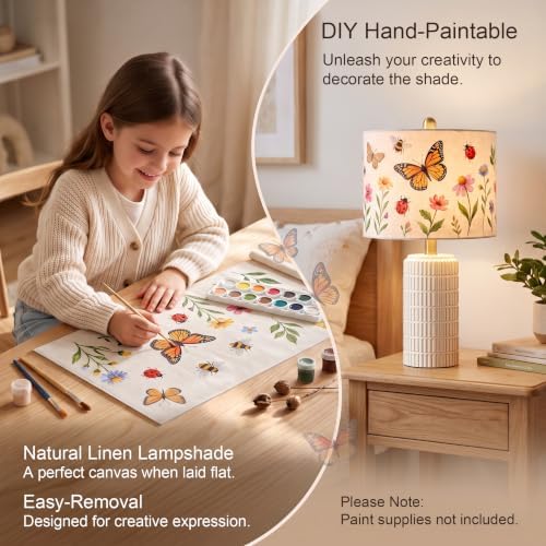 PoKat 21'' Modern Ceramic Table Lamp with Gift Box, White for Bedroom,Small