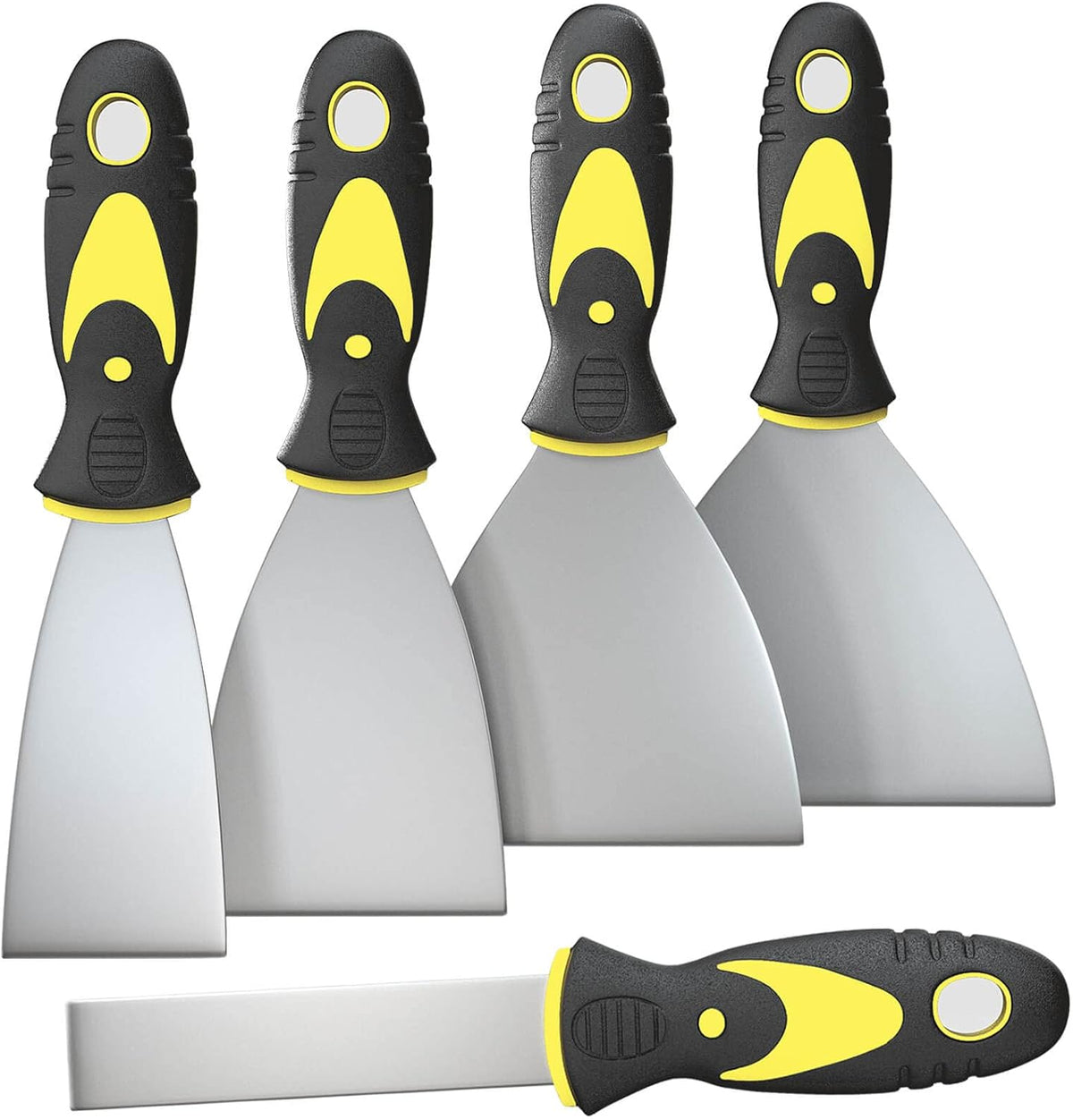 Rerdeim 5Pcs Putty Knife, Set, 1" 2" 3" 4" 5" Scraper, Spackle Knife, Paint - putty knife plastic