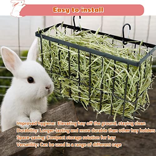 2PCS Rabbit Hay Feeder,Bunny Hay Feeder Rack with Metal Frame for Guinea Pig Chinchilla