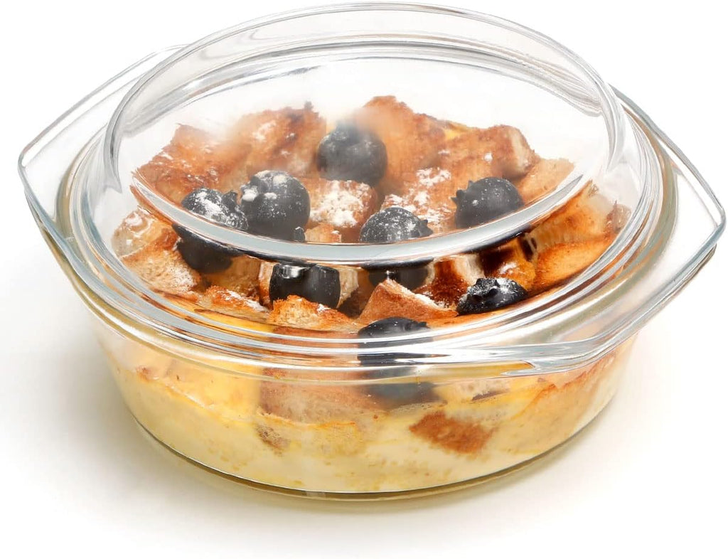 NUTRIUPS Small Round Glass Casserole Dish with lid, 0.65 L Mini glass bowl with glass lid