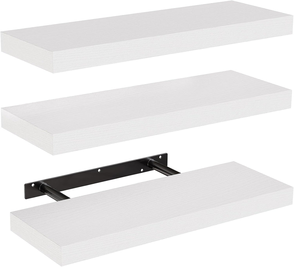 Amada 15.7" Floating Shelves for Wall Decor & Storage, Set of 3, White