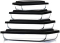 EATEX 8-Piece Deep Glass Casserole Dishes for Oven with Plastic Lids