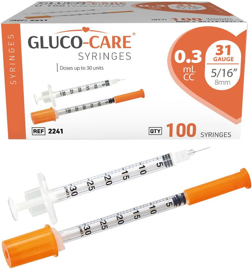 0.3 ml/cc Syringes 31G x 5/16" (8mm), Orange Cap,100 pcs/bx