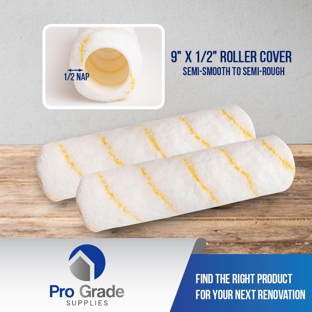 Pro Grade - Paint Roller Covers - 1/2 X 9 Inch Microfiber 5 Pack