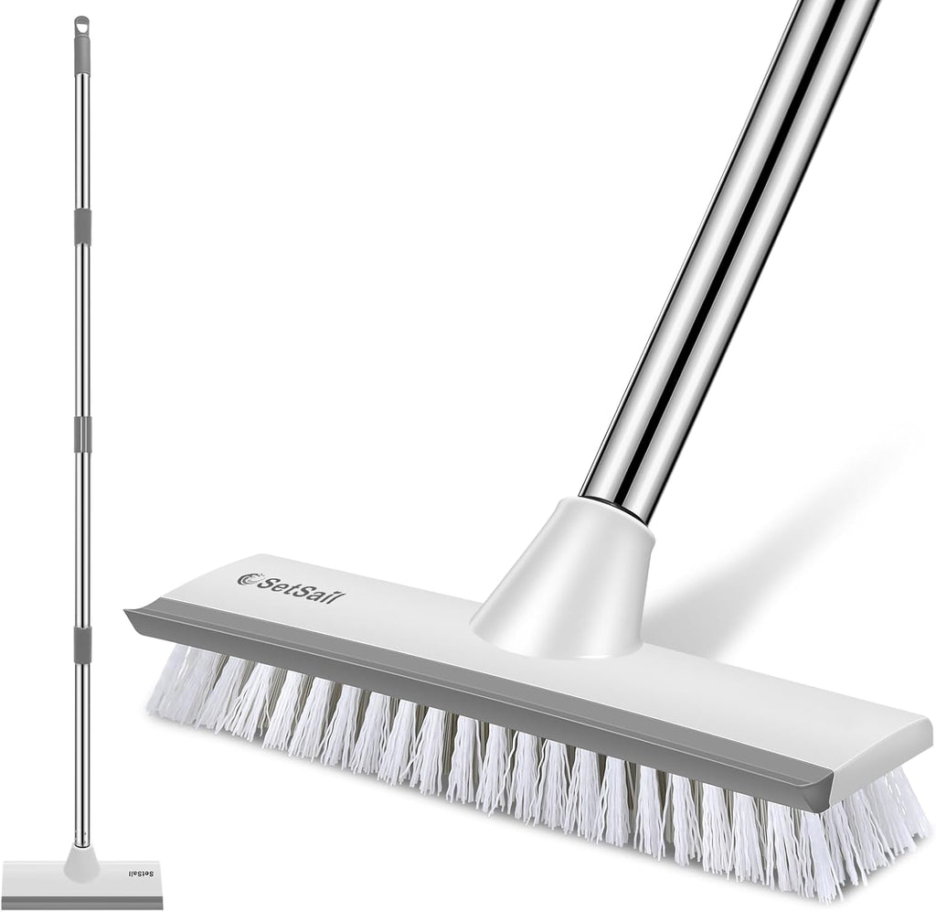 SetSail Floor Scrub Brush with 51-Inch Long Adjustable Handle 2 in 1 Scrape - floor cleaning brush long handle