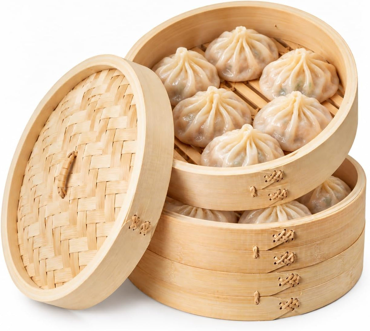 Joyce Chen 2-Tier Bamboo Steamer Baskets, 10-Inch