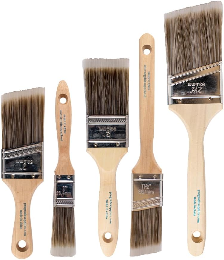 Pro Grade Paint Brushes, 5-Piece Paint Brush Set, Flat & Angle Brushes for - professional grade paint brushes