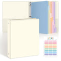 SKYDUE 1 Inch 3 Ring Binder with 8 Tab Dividers & 24 Labels, Pastel Binder - 3 ring binder with 5 tab dividers