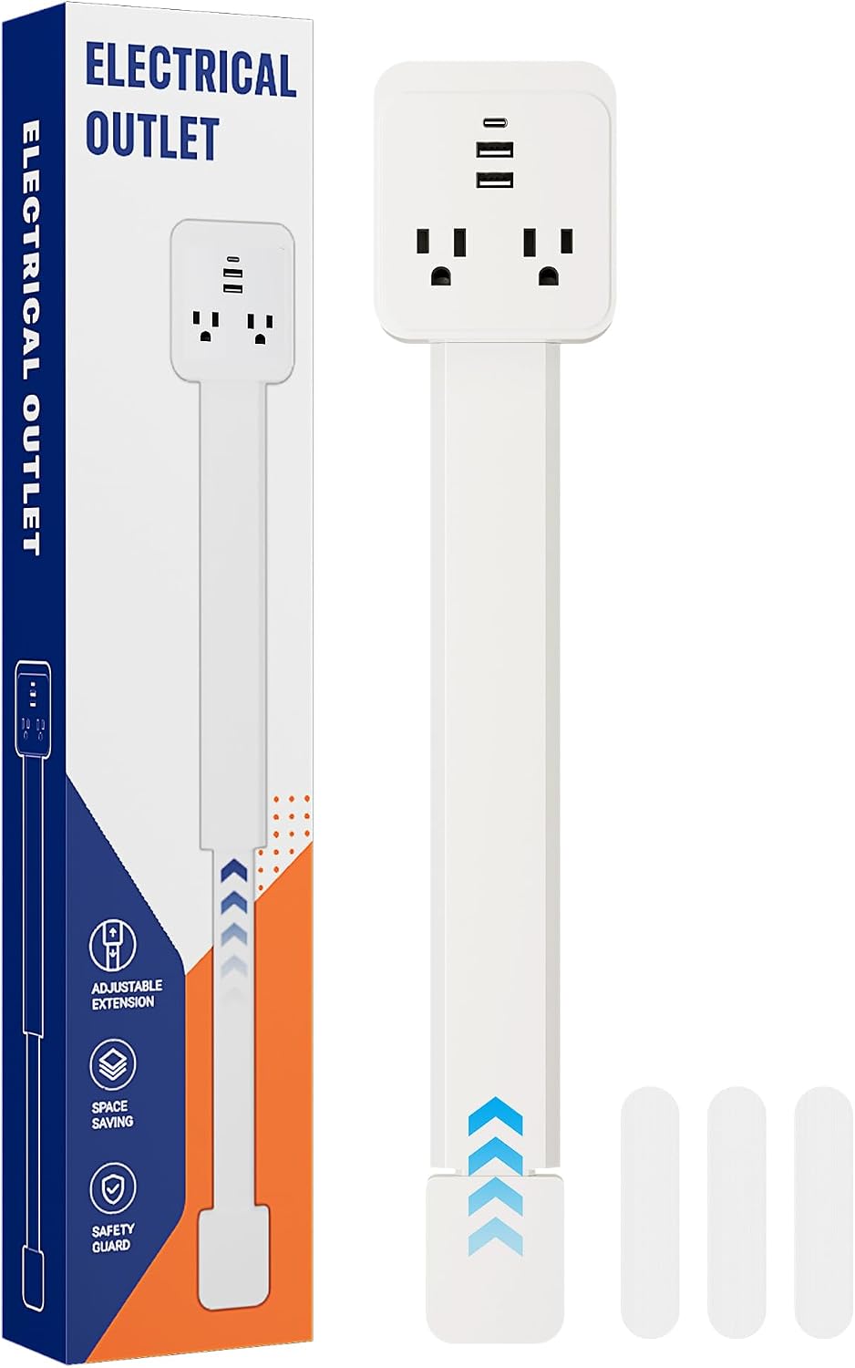 Electrical Outlet Extender Stick, Extendable Outlet Extender Stick with USB-A