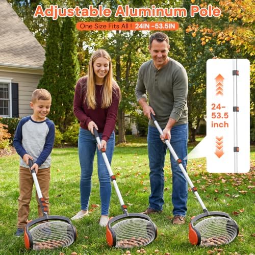 GAINO Nut Gatherer Roller with Foot Pedal, Acorn Picker Upper & Bag
