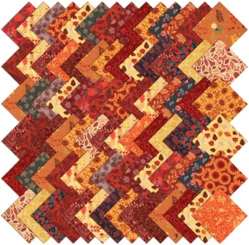5 Inch Fall Cotton Fabric Squares, 84 Pack 21 Styles Autumn Charm Pack