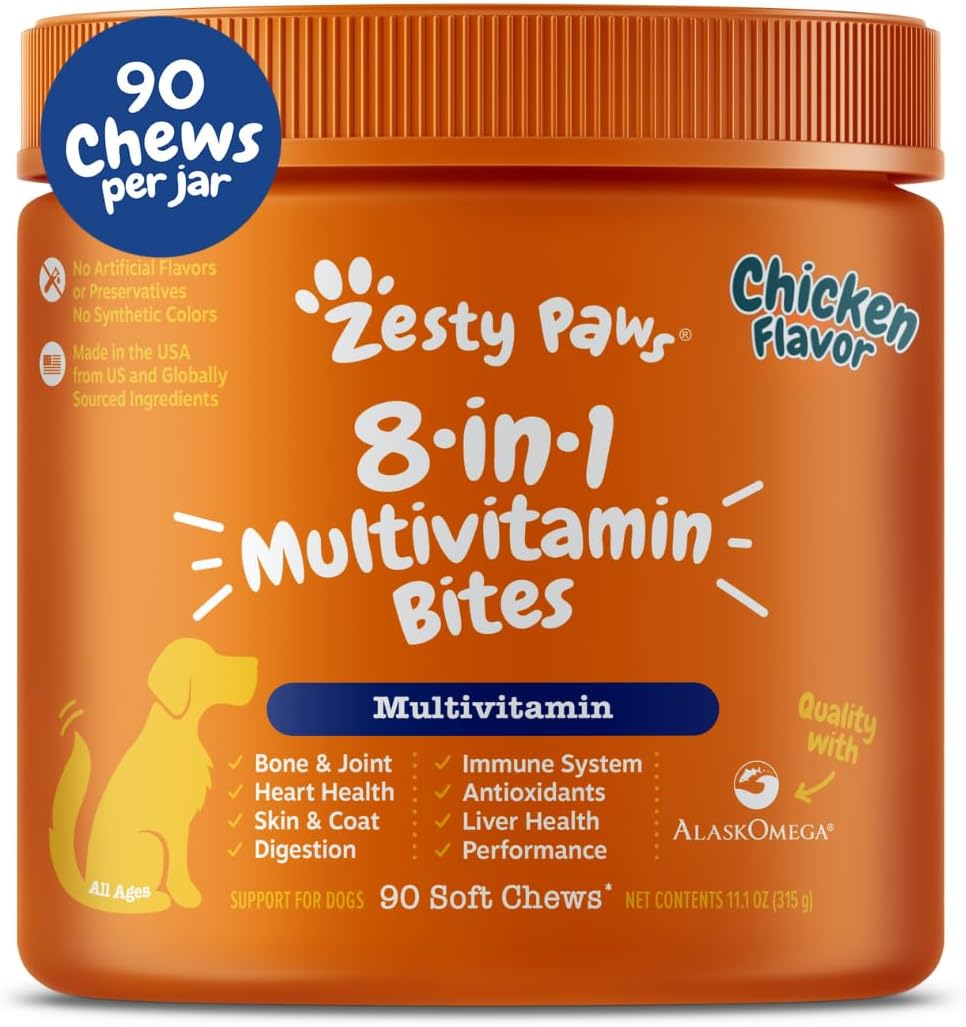 Zesty Paws Dog Multivitamin, Chewable Dog Vitamins and Supplements for Hip