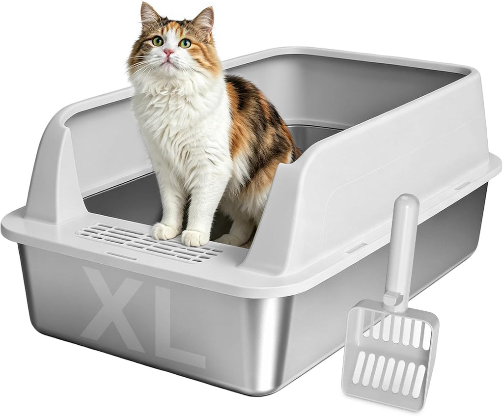 AIPERRO Stainless Steel Litter Box with Lid