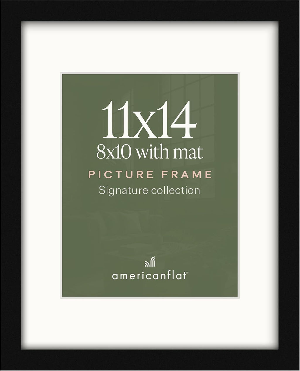 Americanflat 11x14 Picture Frame - Matted to 8x10 - Engineered Wood - Black