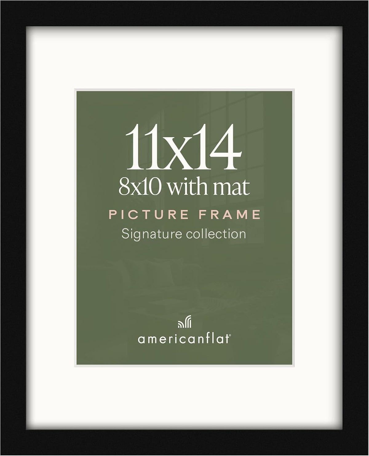 Americanflat 11x14 Picture Frame - Matted to 8x10 - Engineered Wood - Black