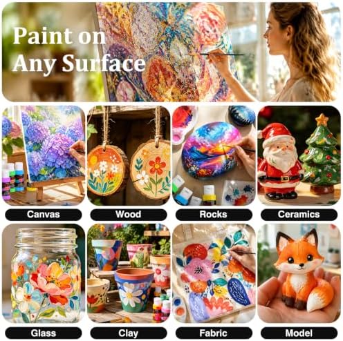 Caliart Acrylic Paint Set of 36 Colors with 12 Brushes