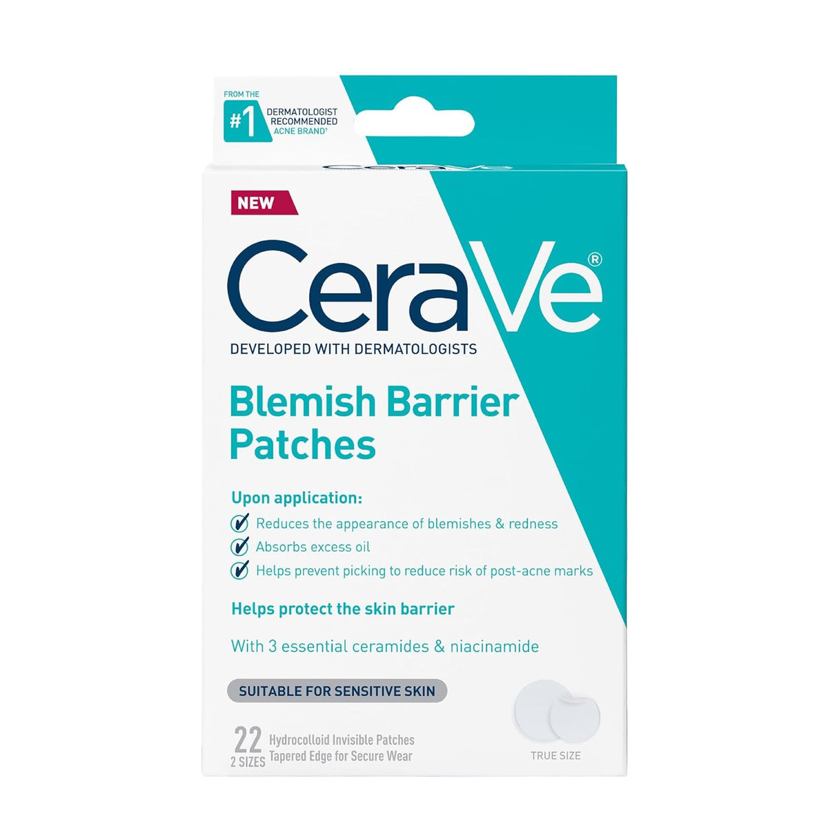 CeraVe Hydrocolloid Blemish Patches, Oil Absorbing Spot Control with - cerave blemish barrier hydrocolloid patches