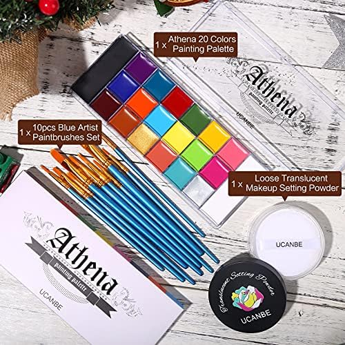UCANBE Athena Face Body Paint Oil Palette + Translucent Setting Powder + 10PCS Brushes