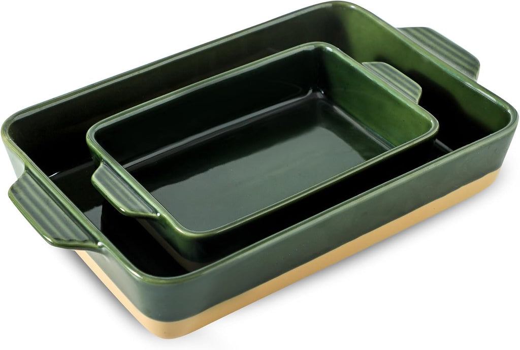 Ceramic Baking Casserole Dish with Handles, Large 9x13 inch Pan and Middle Baking Pan